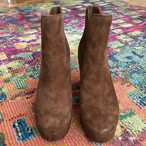 Cognac Suede Sam Edelman Block Platform Heels